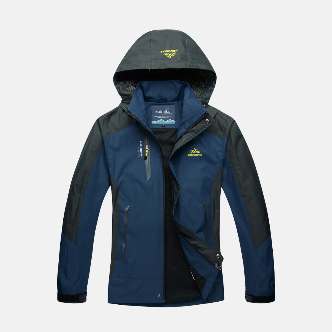 Women's black hooded jacket stand collar full zip slim fit for active outdoor performance