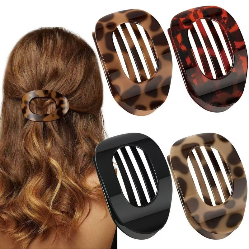 Clova 4-pack minimalist flat claw hair clips for thick and thin hair, strong spring hold