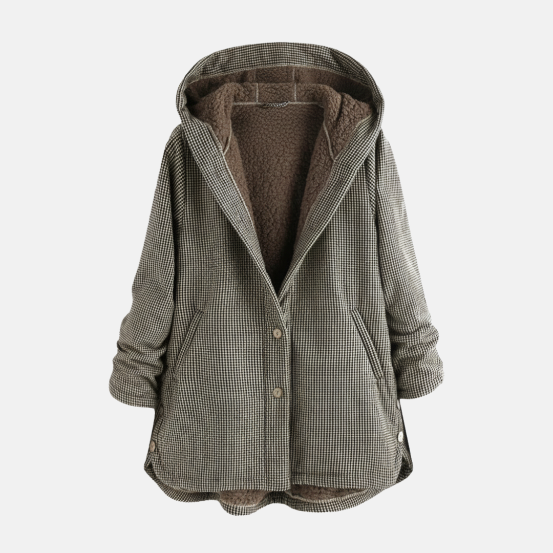 Women's oversized hooded fleece jacket tunic length cozy plush lining casual everyday style