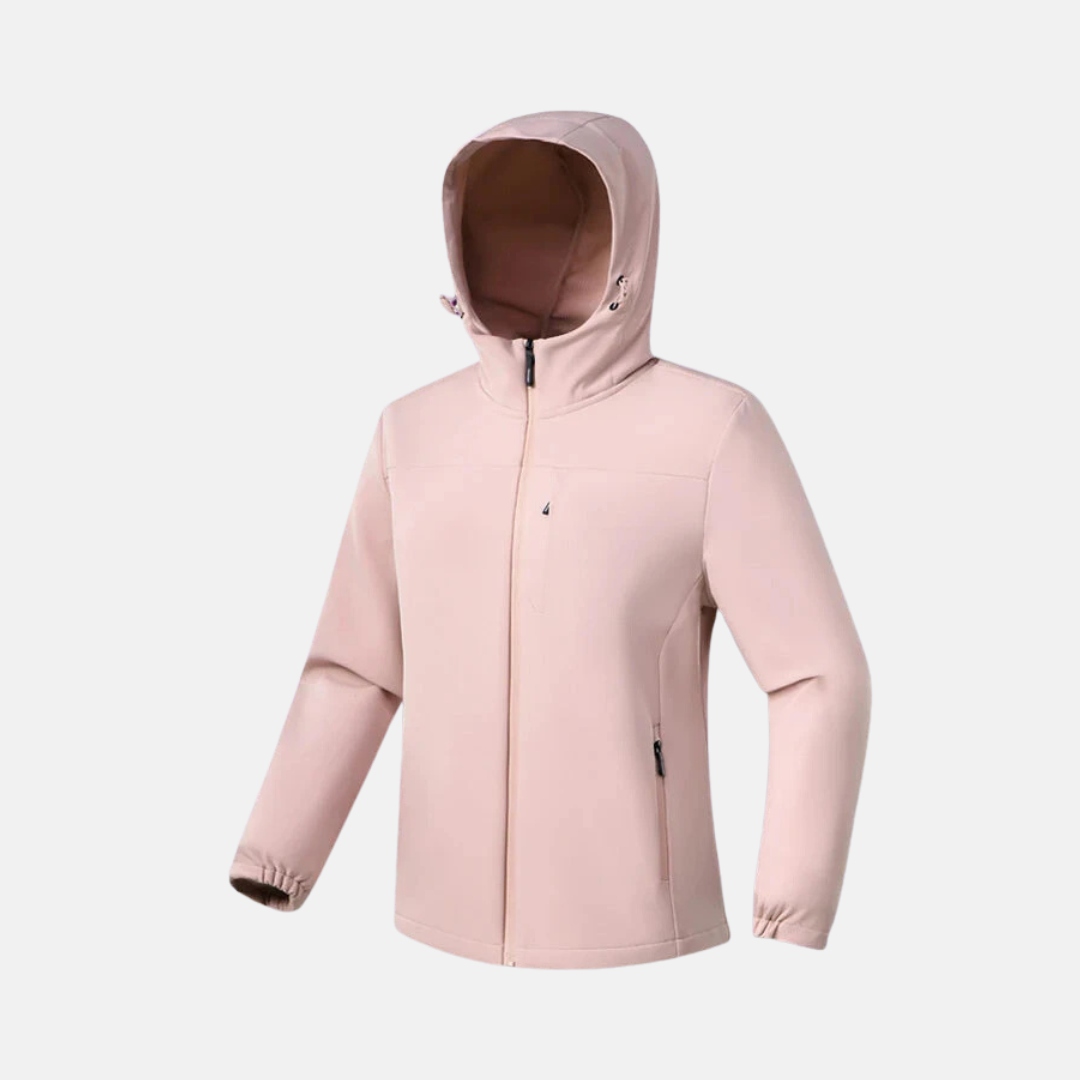 Women's stretch softshell hooded jacket regular fit with elastic cuffs for active lifestyle