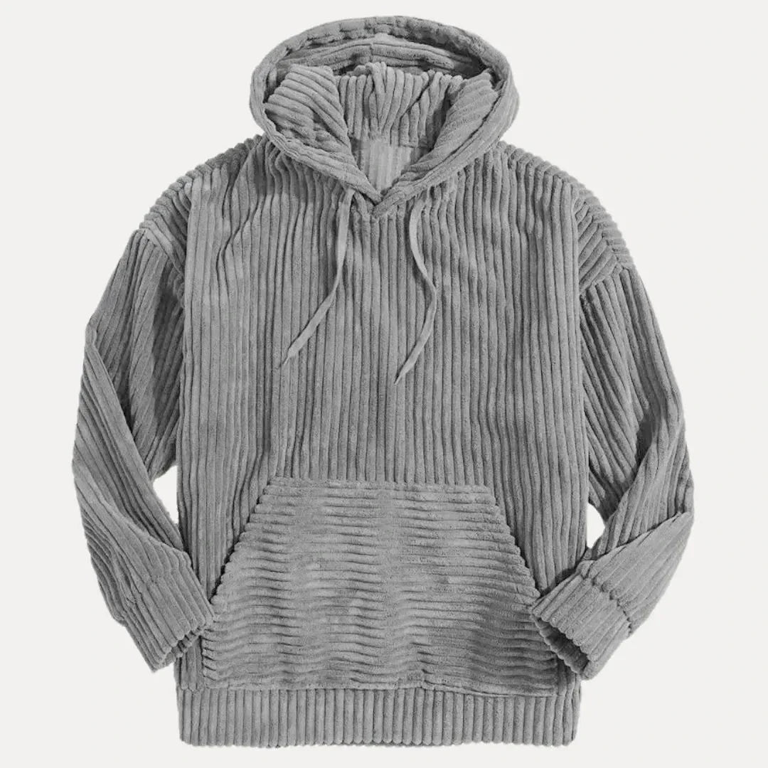 Dylan corduroy hoodie in relaxed fit with kangaroo pocket, thickened velvety fabric for cool-weather layering