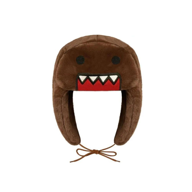 Plush ushanka hat with adjustable ear flaps, panda cartoon design, lightweight warm winter accessory