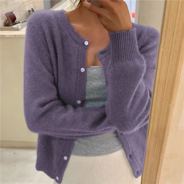 Wavlynn Erica women's midweight knit cardigan relaxed fit soft winter layering sweater casual style