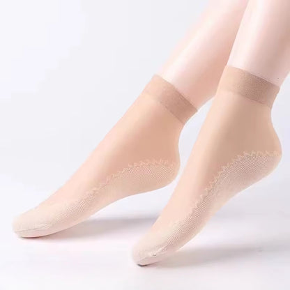 Drisole sheer silk-blend socks with cushioned textured soles, sweat-absorbent summer weight