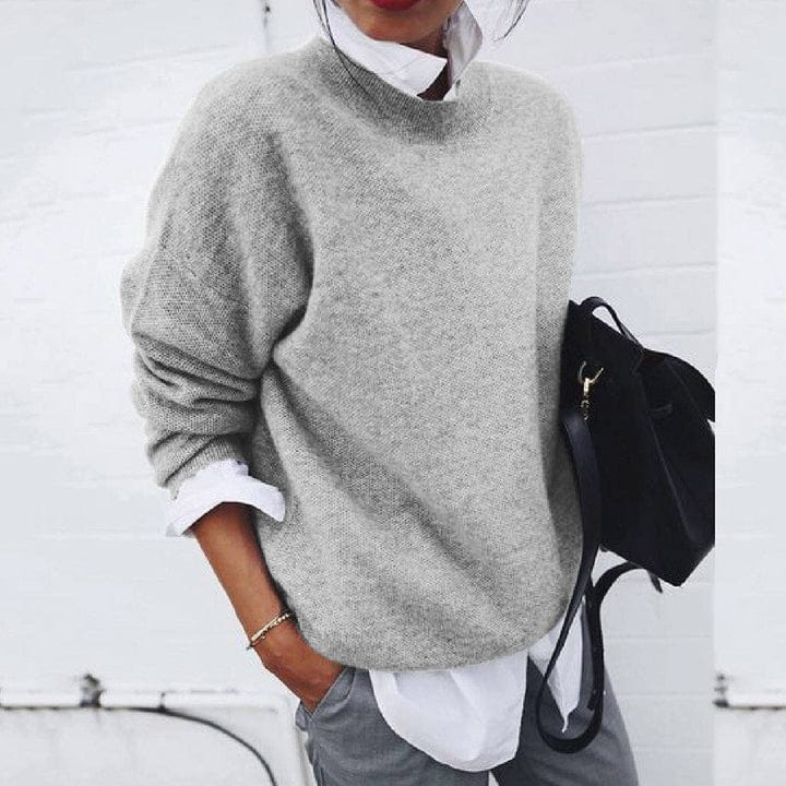 Daisy Wavlynn women's soft round neck pullover sweater cozy knit everyday comfort staple