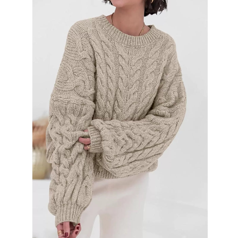 Cozora chunky knit oversized sweater in cozy neutral tones with relaxed drape for fall
