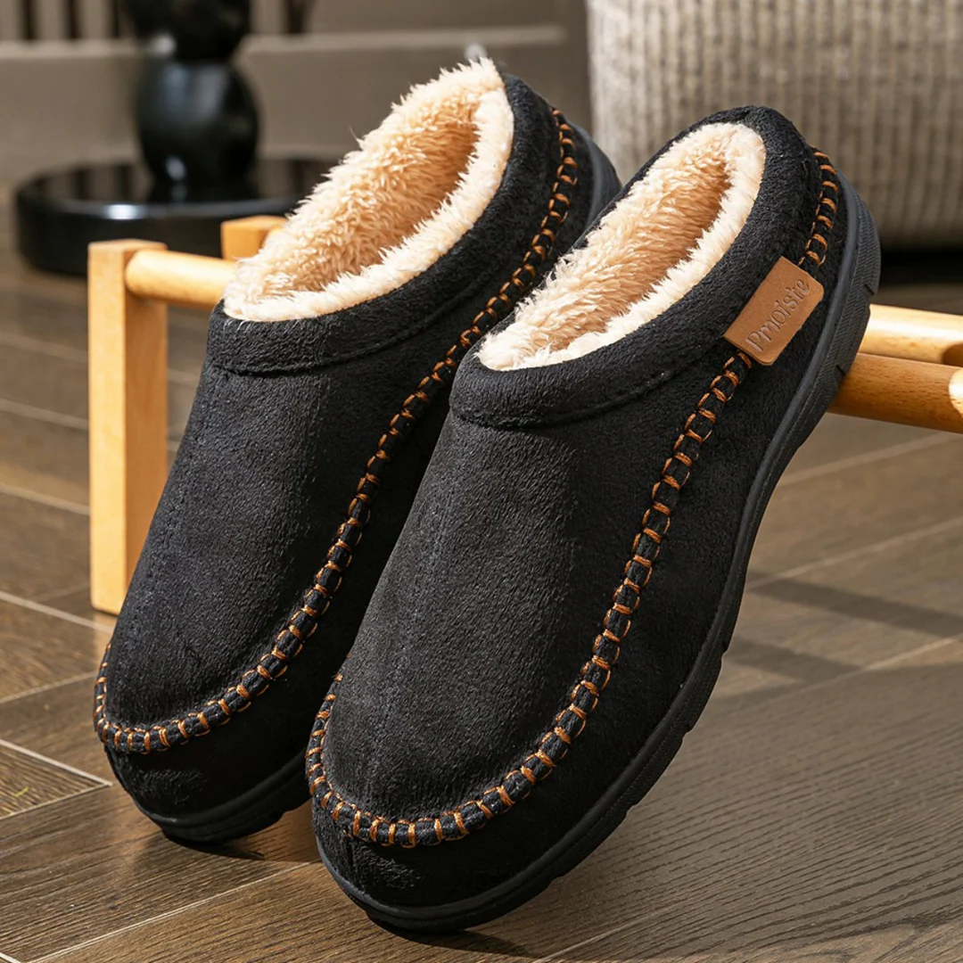 Jack Cozy Plush Slippers slip-on indoor shoes with soft fleece lining and supportive sole for all-day warmth