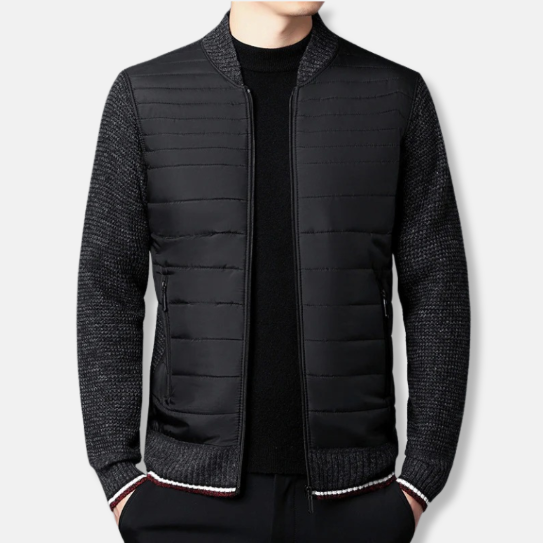 Men's lightweight padded bomber jacket ribbed collar smart casual quilted polyester regular fit