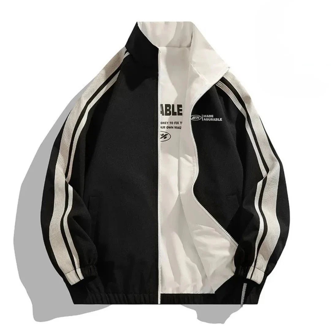 Reversible track jacket in two-tone colorblock with sporty stripe detail and elastic cuffs