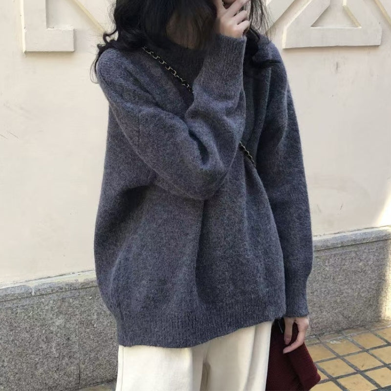 Wavlynn drop shoulder pullover unisex relaxed fit knit sweater with soft durable fabric