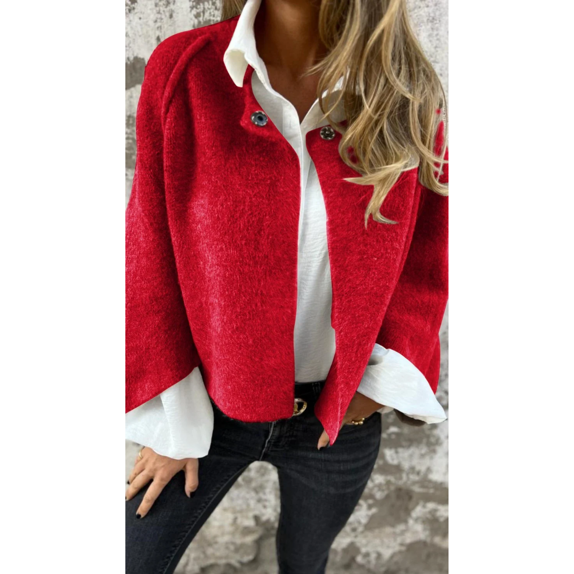 Elegant women's velour coat in classic silhouette with refined tailoring and timeless sophisticated charm
