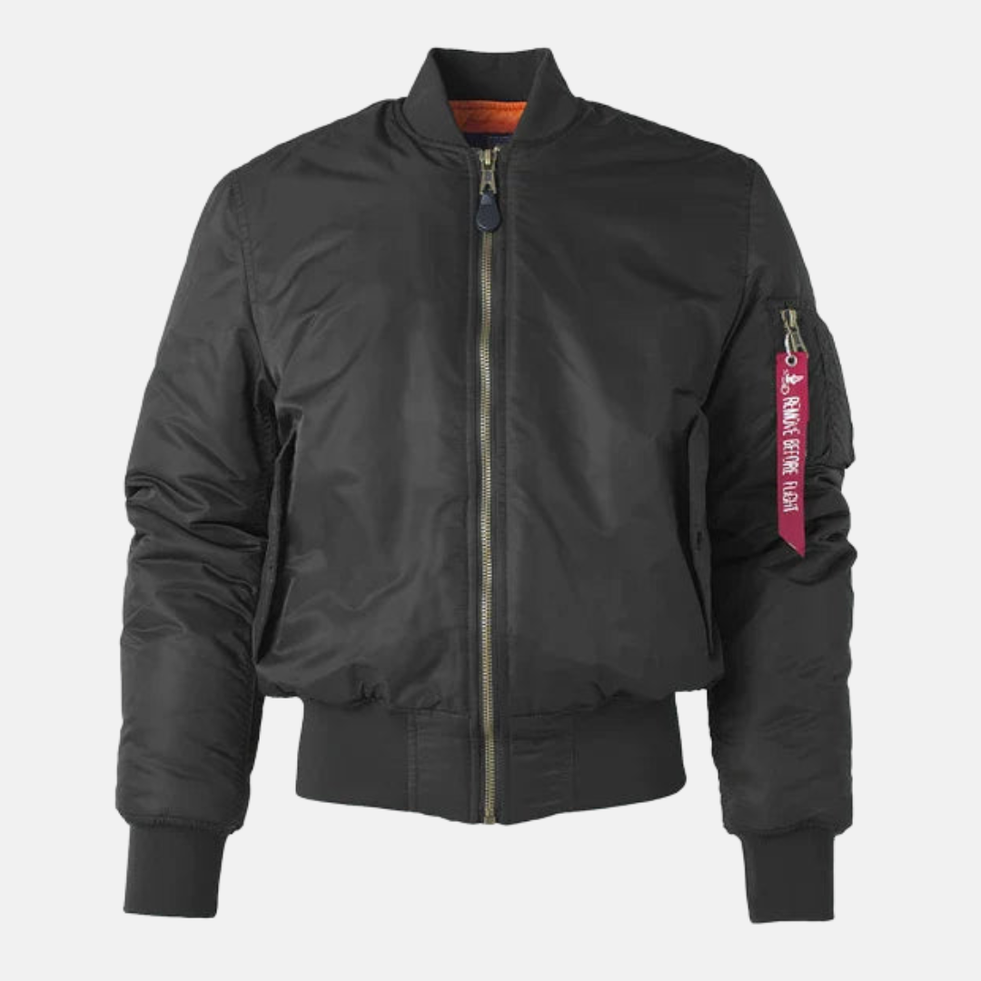Men's relaxed fit bomber jacket wind-resistant outer layer with ribbed hem and cuffs