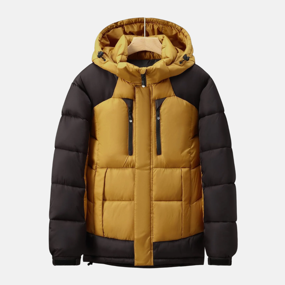Men's navy padded jacket detachable hood hip-length insulated outerwear ultra-warm all-weather
