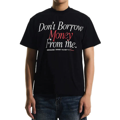 White regular fit crew neck graphic tee with bold Ferrari Fund statement print in premium cotton