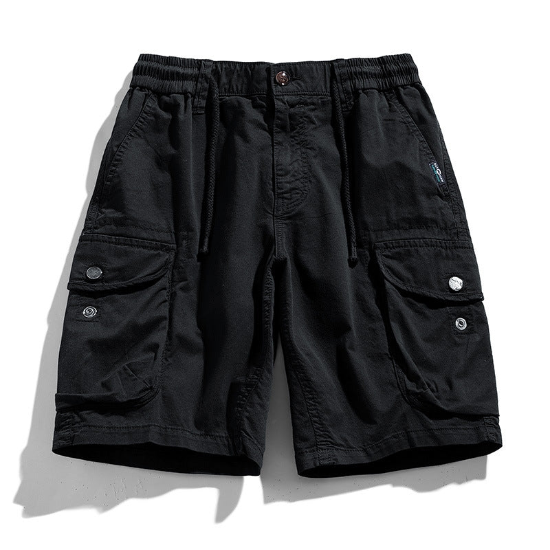 Karnor khaki cargo shorts with elastic waist, secure flap pockets, and relaxed everyday fit