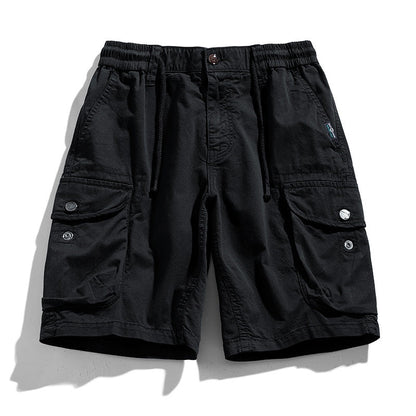 Karnor khaki cargo shorts with elastic waist, secure flap pockets, and relaxed everyday fit