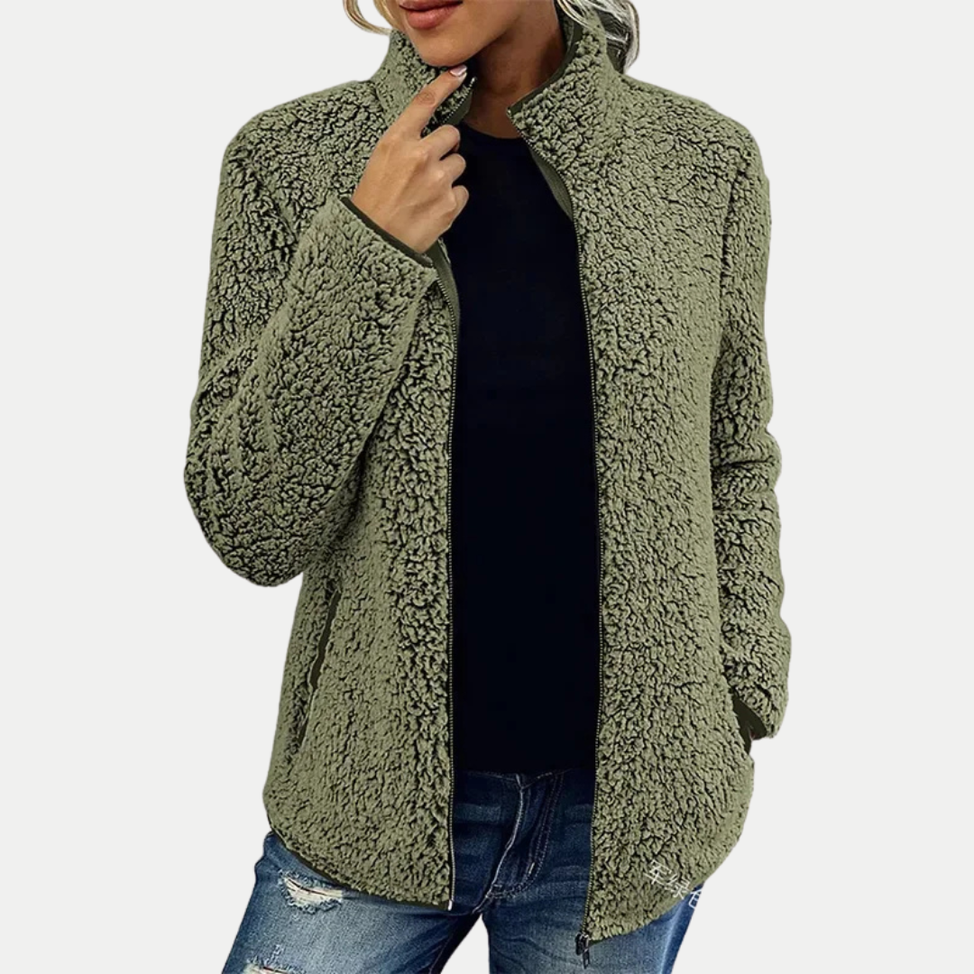 Elegant casual women's jacket in soft fabric, relaxed flattering fit with polished refined details