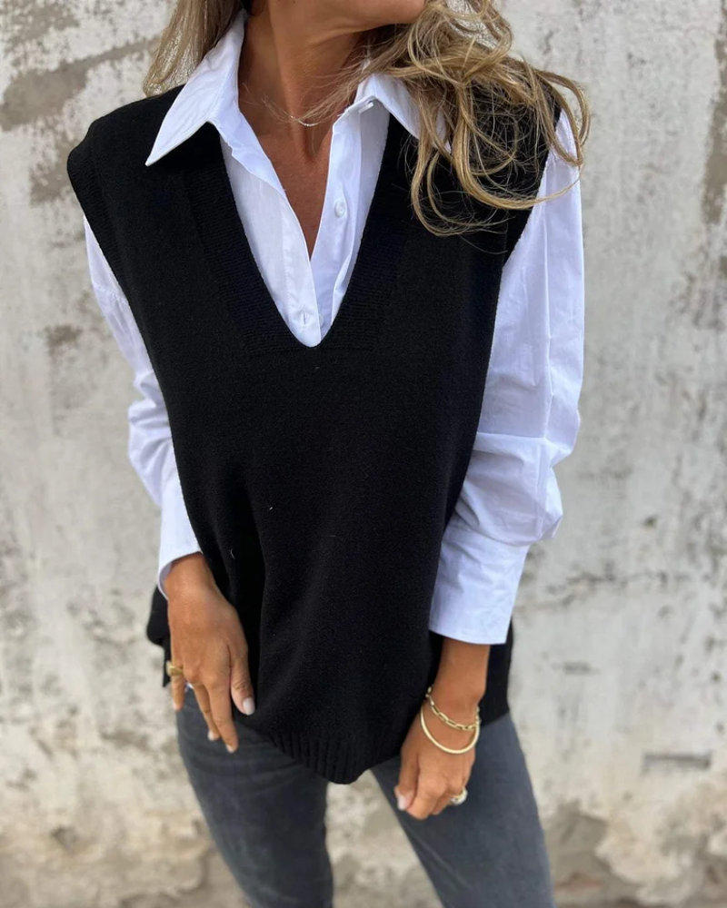 Ansley soft knit cardigan with flattering V-neckline, versatile layering piece in classic style