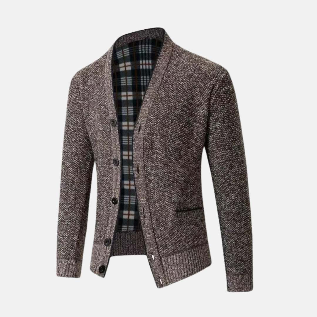 Men's slim fit wool blend knit cardigan V-neck button front with pockets casual sweater