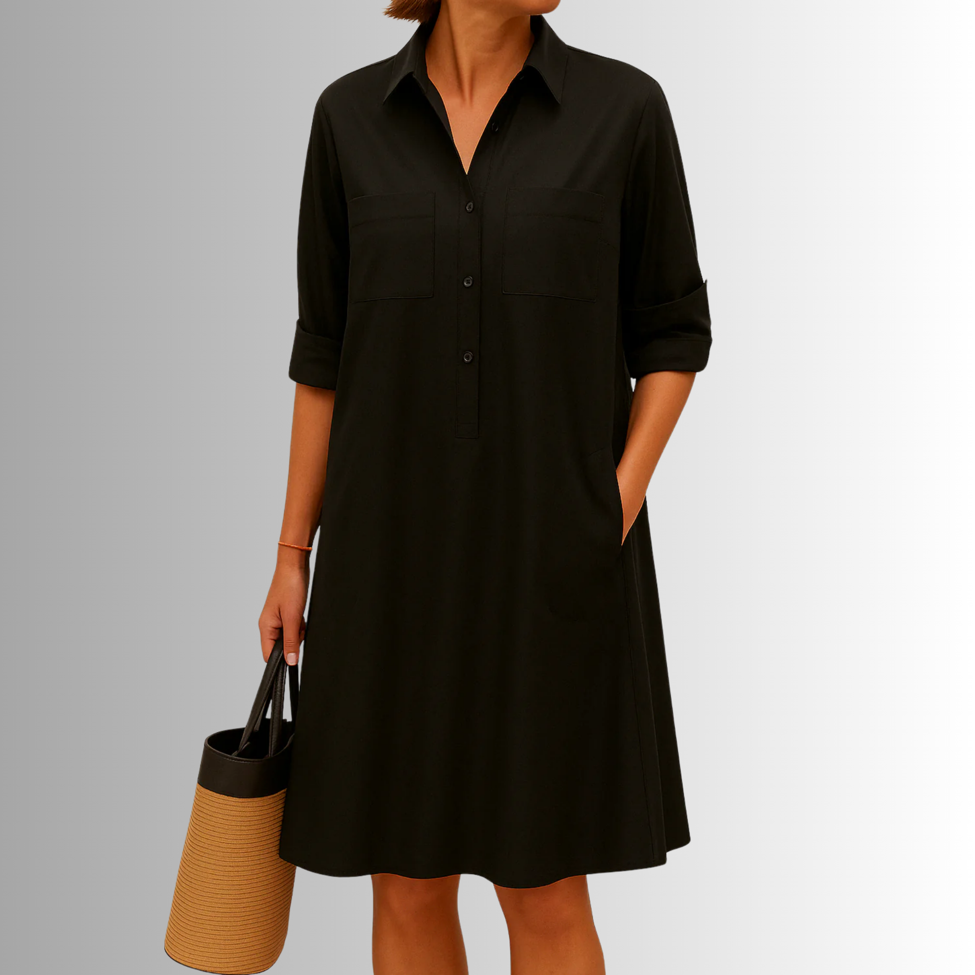 Lightweight white A-line button dress with breathable fabric, effortless summer elegance