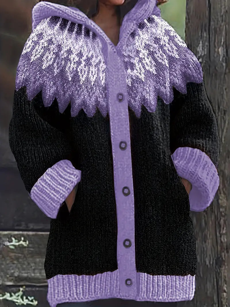 Casual hooded cardigan relaxed fit soft everyday layering piece with cozy hood detail