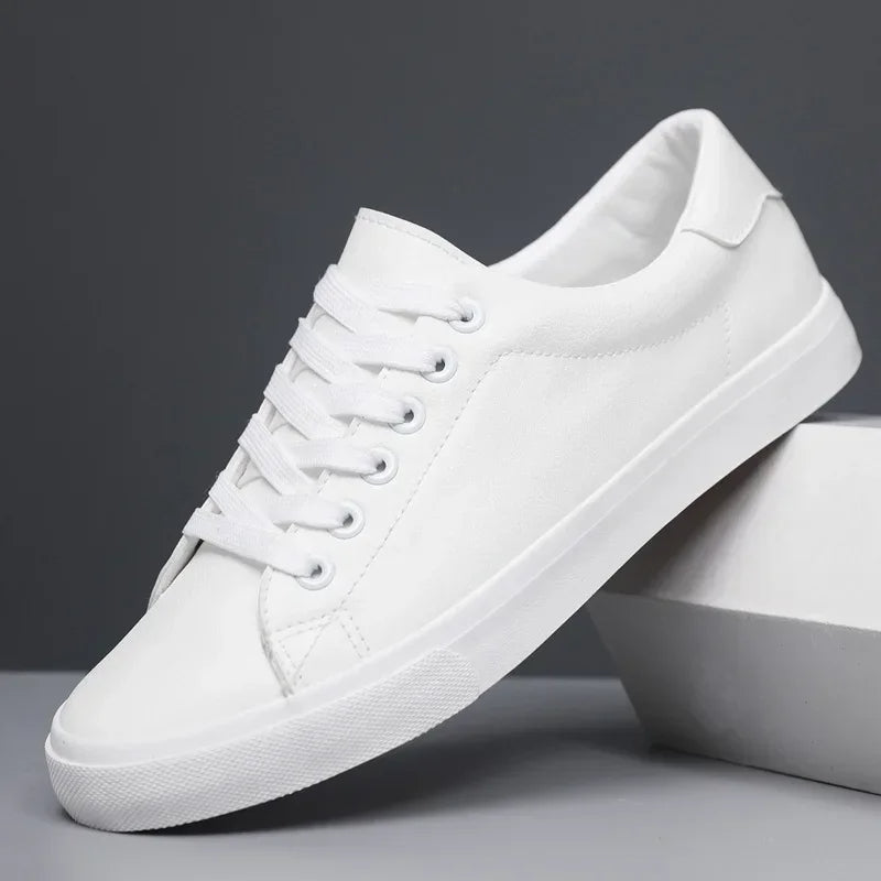 Scandinavian Leather Orthopedic Low Top Sneakers for Men With Lace Up Thick Sole All Day Comfort
