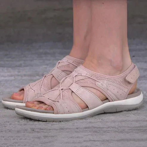 Women's PU leather open-toe sandals with adjustable straps and lightweight supportive sole for all-day comfort