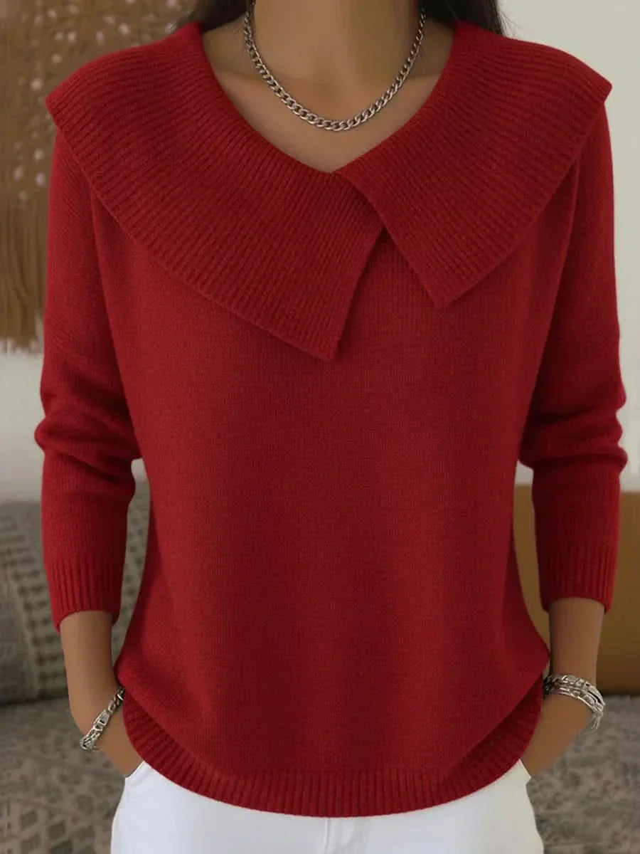 Shelby ribbed collar sweater cozy soft stretchy knit for effortless everyday layering