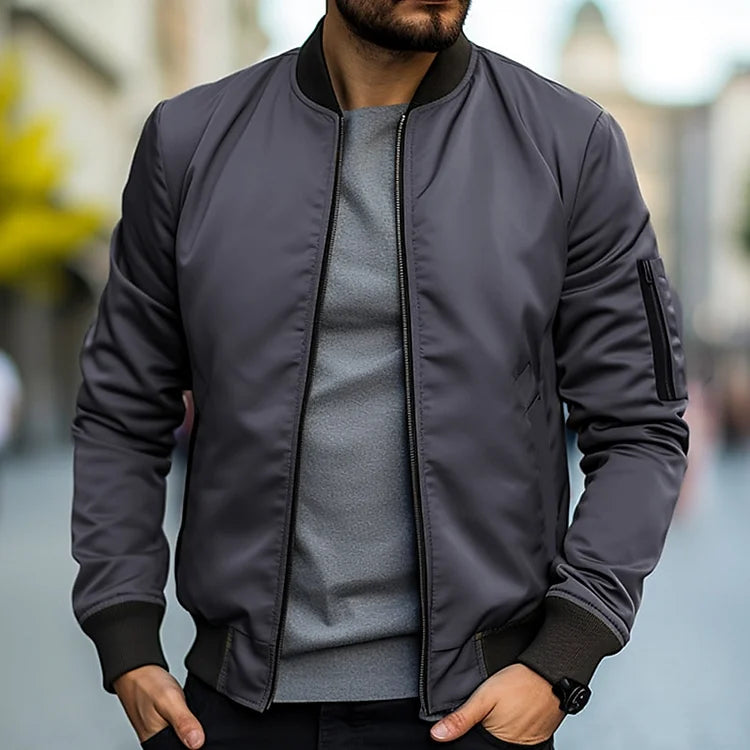 Men's lightweight bomber jacket in casual fit with ribbed trims and modern sporty silhouette for versatile wear