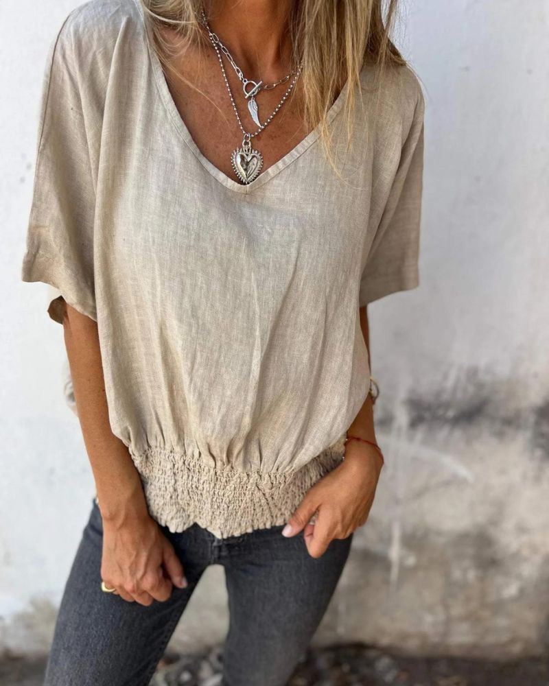 Carol Relaxed Summer Top flowy silhouette lightweight breezy fit flattering neckline warm-weather style