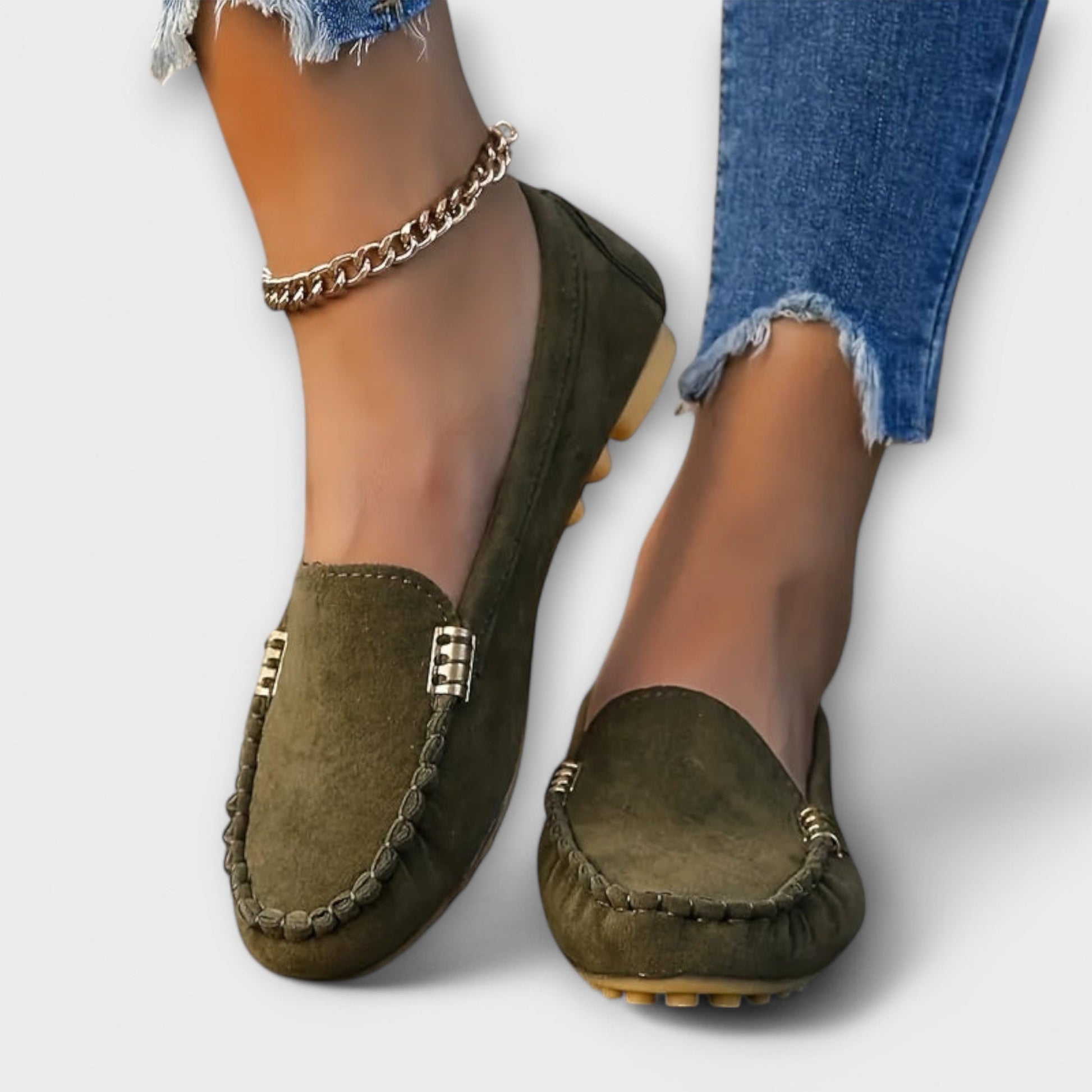 Haley™ moccasin slip-on shoes with signature stitching, lightweight flexible sole for all-day comfort