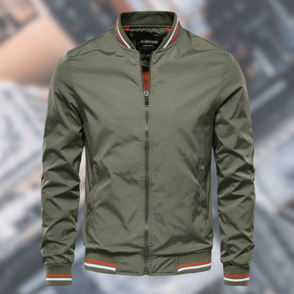 Julian bomber jacket water-resistant zip-up with stand collar and ribbed cuffs for men