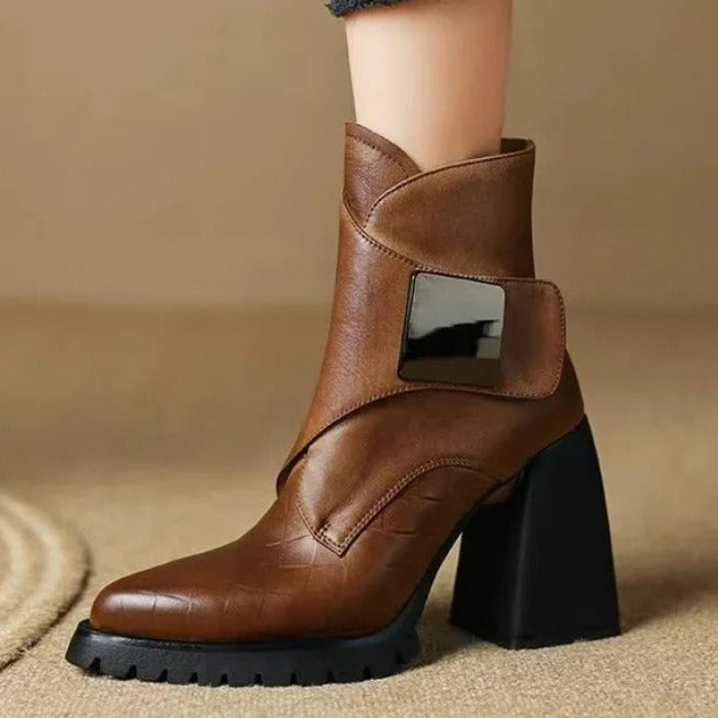 Aziel™ black sleek ankle boots with polished finish and elegant leg-lengthening silhouette