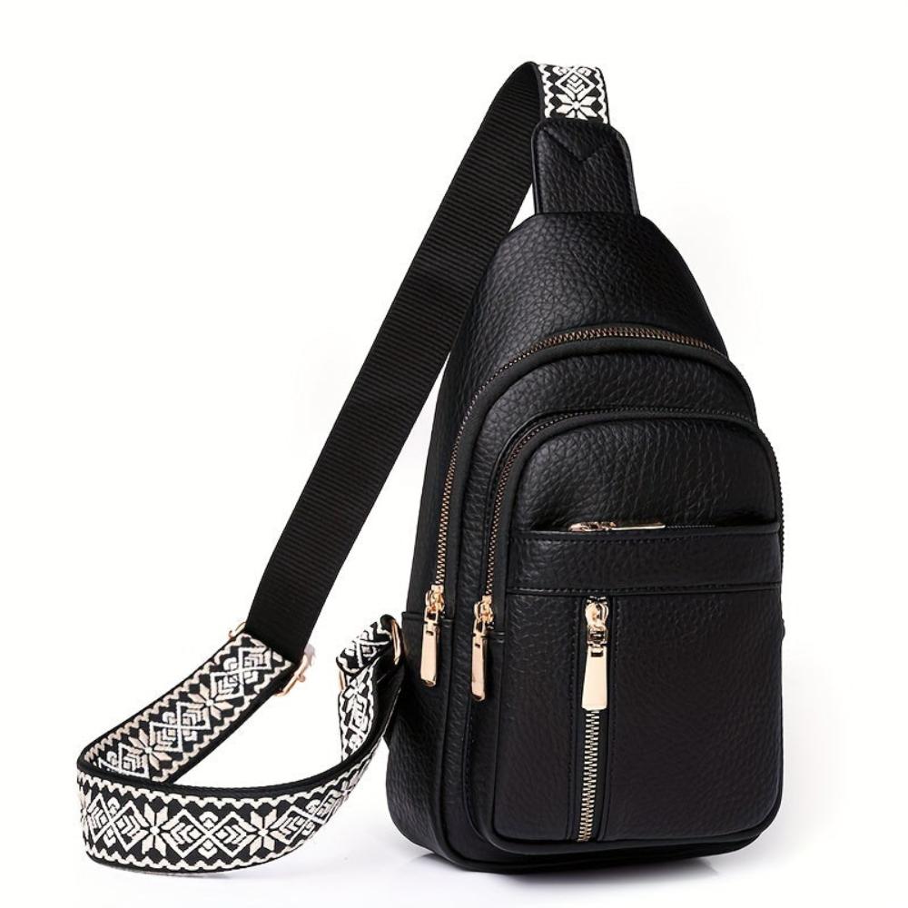 Elise black grain vegan leather women's crossbody bag with minimalist silhouette and multiple pockets
