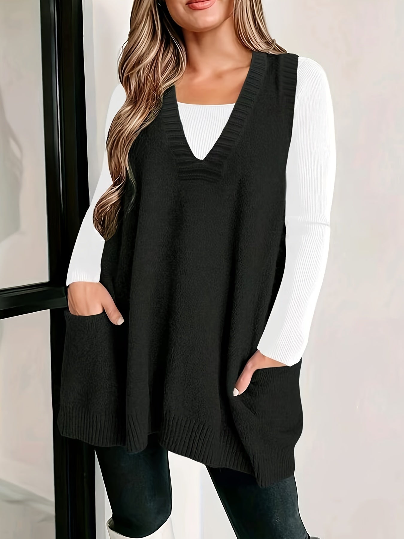 Aria casual V-neck vest relaxed silhouette soft breathable fabric versatile layering piece for women