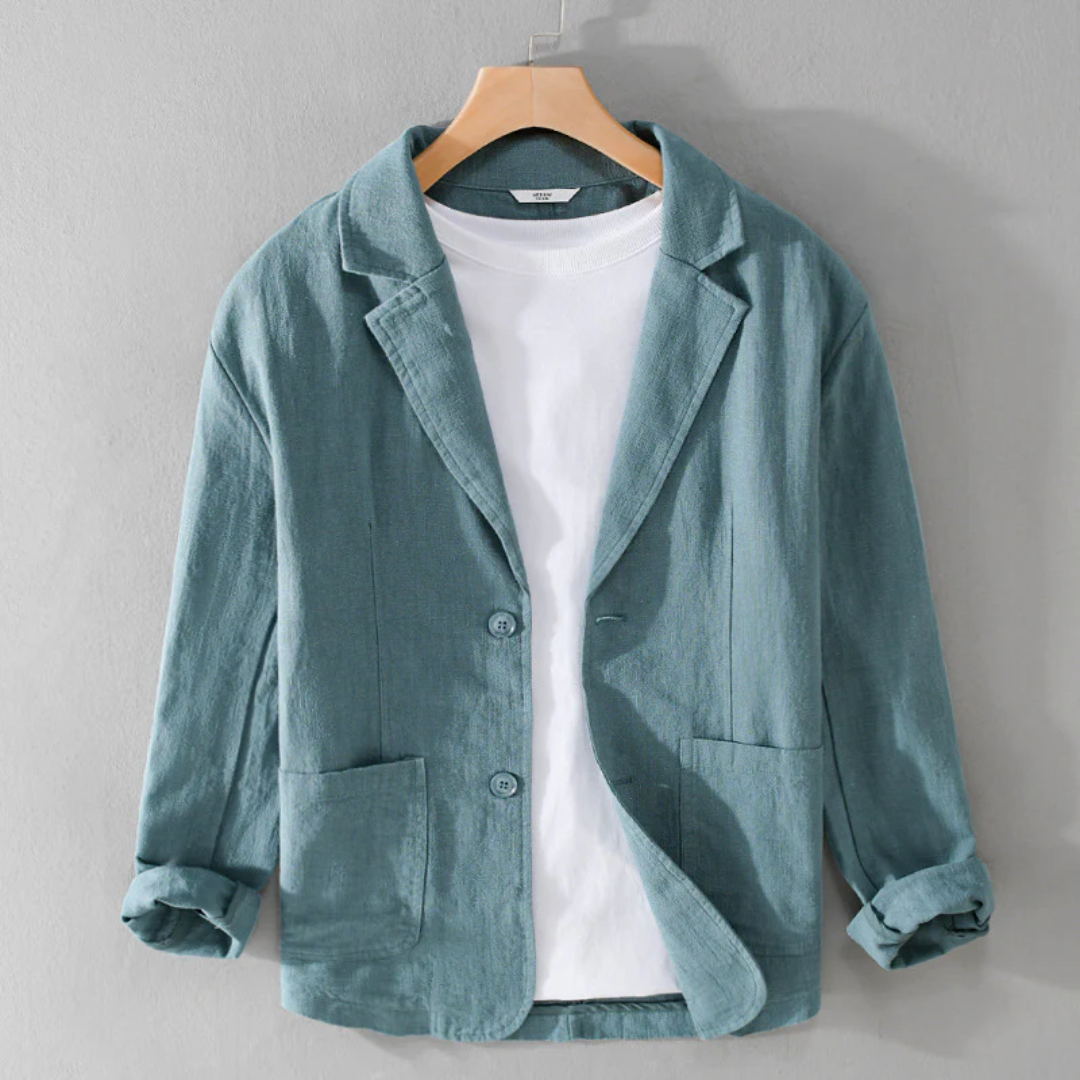 Jackson Essential relaxed-fit linen jacket in deep rich hue, individually dyed for a unique finish