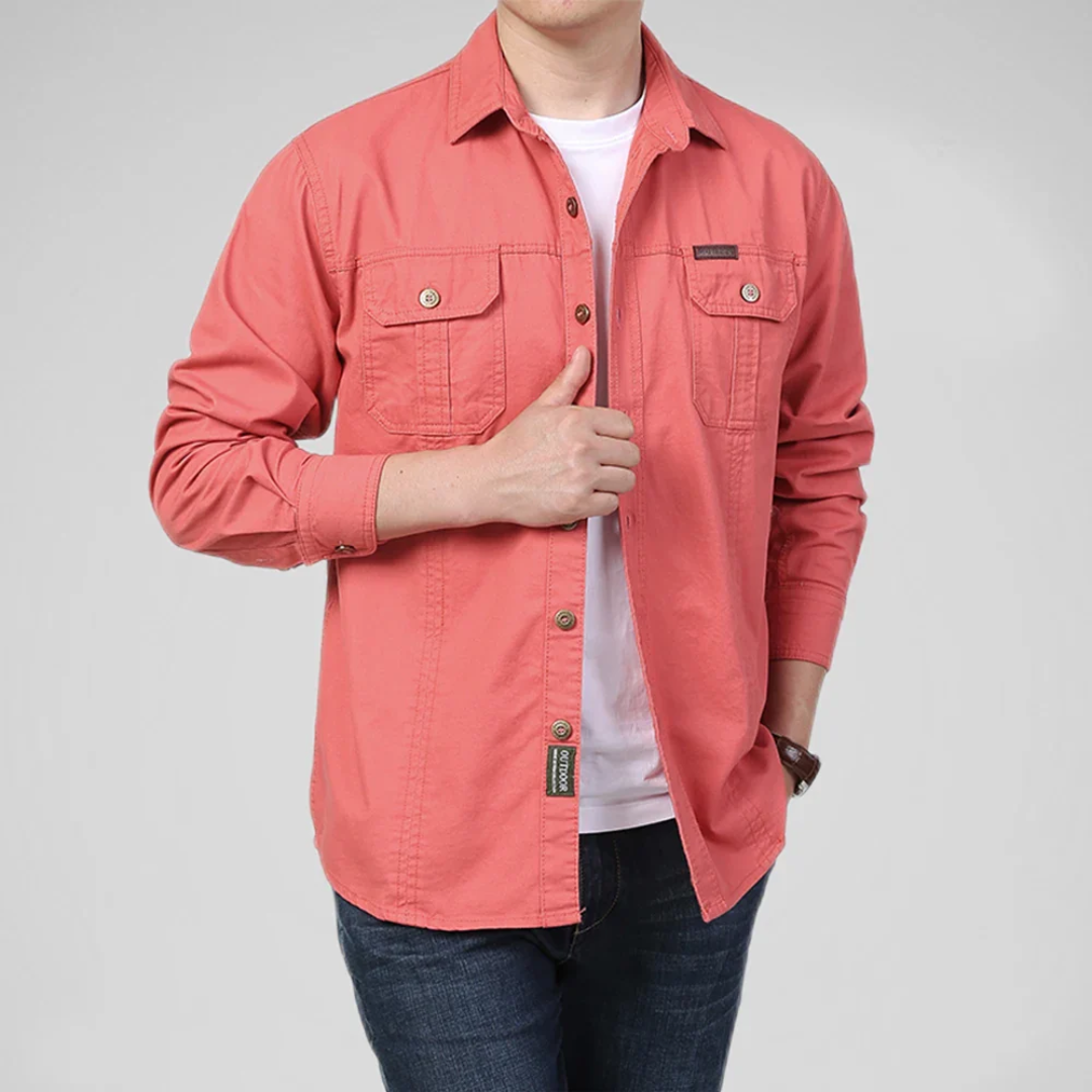 Vincent cotton multi-pocket shirt structured relaxed fit subtle details timeless casual style
