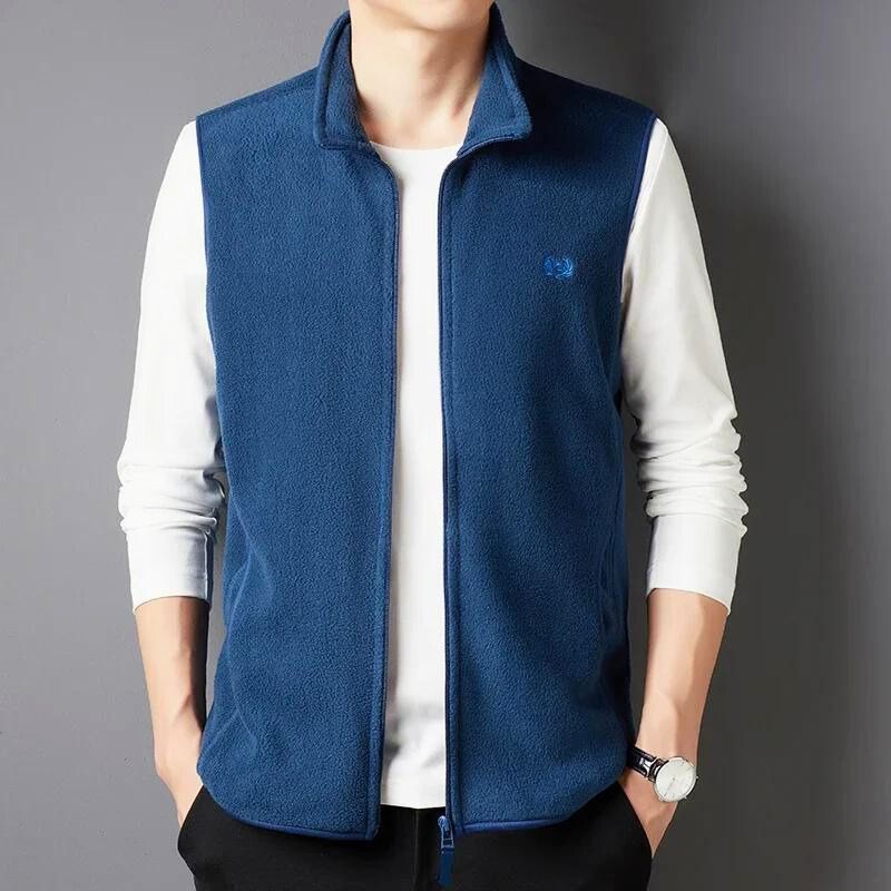 Lafayette 1887 plush fleece vest with stand collar and front pockets, lightweight active layer