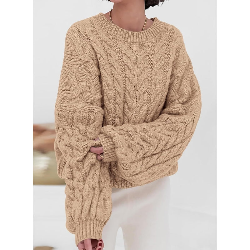 Cozora chunky knit oversized sweater in cozy neutral tones with relaxed drape for fall