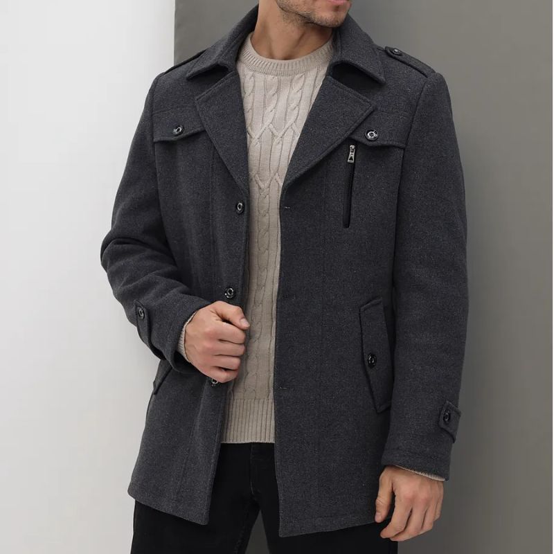 Darlington tailored wool blend winter coat with detachable scarf, sleek silhouette
