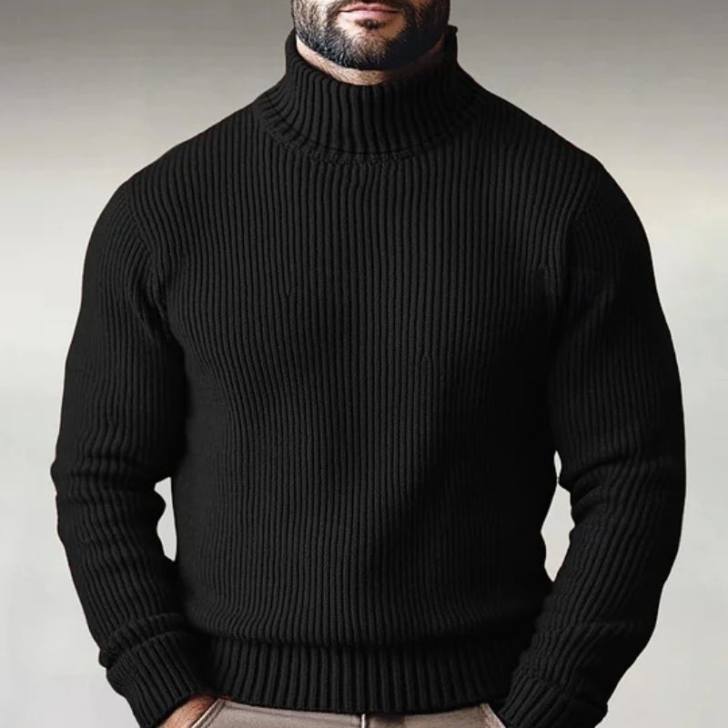 Arden Row ribbed knit turtleneck sweater tailored fit versatile mock neck layering piece