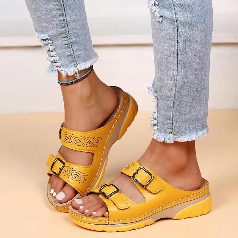 Women's beige orthopedic adjustable sandals with arch support and cushioned ergonomic footbed