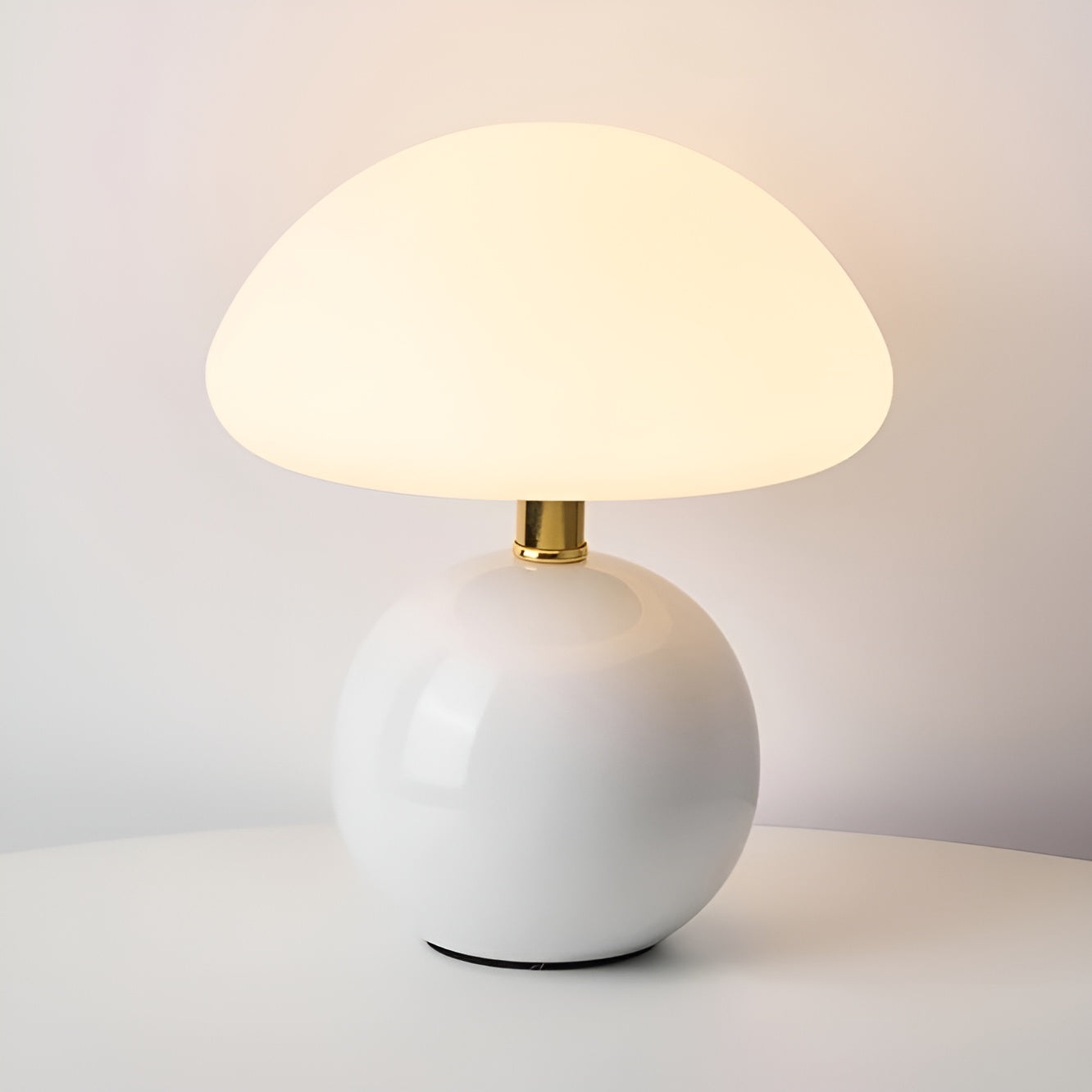 Modern mushroom ceramic table lamp with adjustable warm neutral cool white ambient glow sculptural form