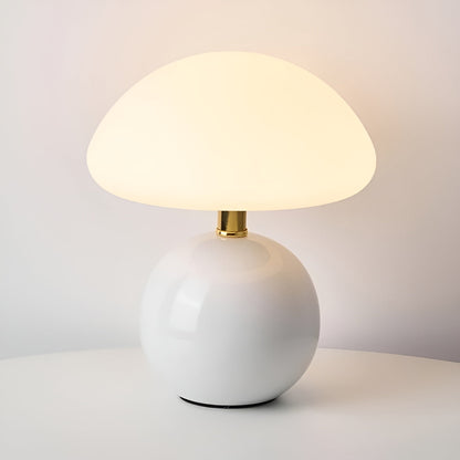 Modern mushroom ceramic table lamp with adjustable warm neutral cool white ambient glow sculptural form