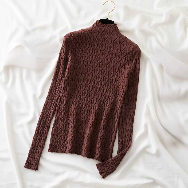Moiré cashmere turtleneck sweater slim tailored fit lightweight warm neutral tone