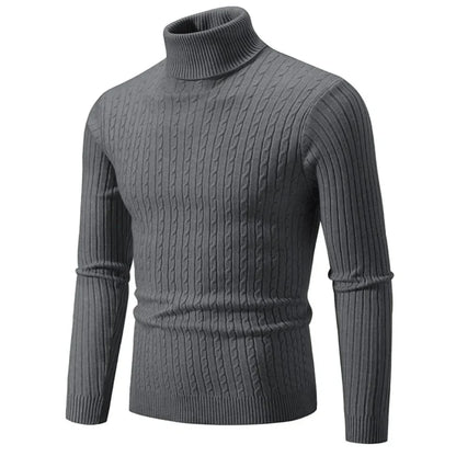 Aurelio classic turtleneck sweater in ribbed knit fabric, stretchy soft design for casual and formal wear