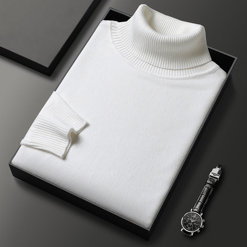 Mason Ford ivory cashmere blend turtleneck sweater lightweight structured neckline knit pullover