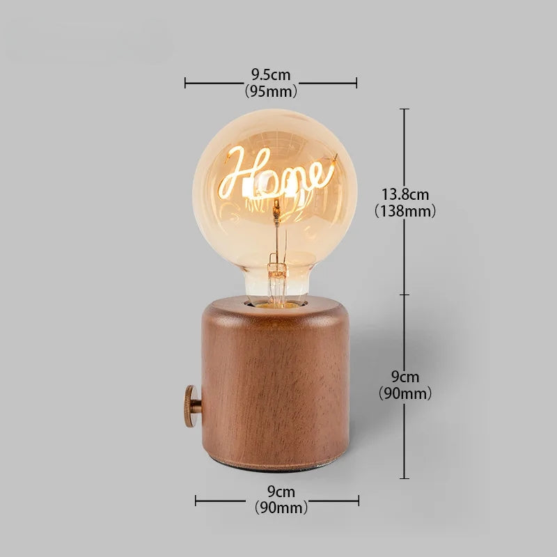 Amivor rechargeable oak wood lamp with smooth dimming control for cozy home ambiance
