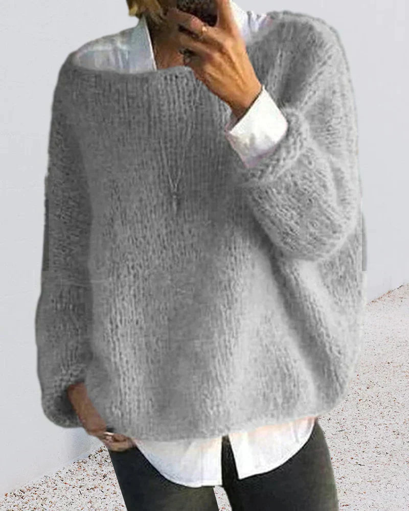 Kerry lightweight knitted sweater in neutral tone, slim-fit layering piece with soft cozy texture