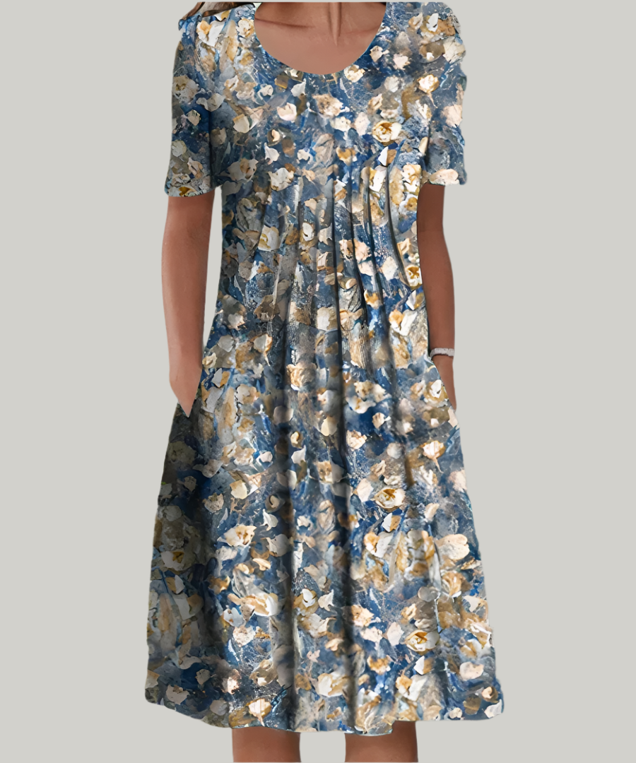 Tina elegant midi dress in neutral tone with flattering silhouette and breathable fabric